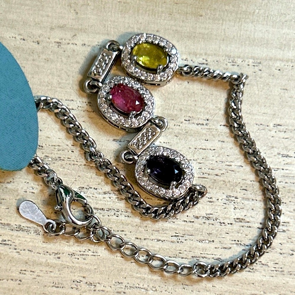 Silver Rainbow Tourmaline Bracelet NWOT
